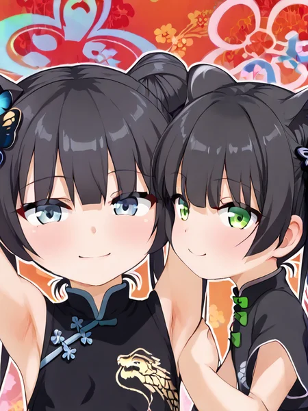 detailed background, shiny skin, posing, rating safe,
<lora:aogiri.pony:1.1>,
aogiri,
<lora:shunkoki.pony:1>
shun, kisaki, 2girls,
