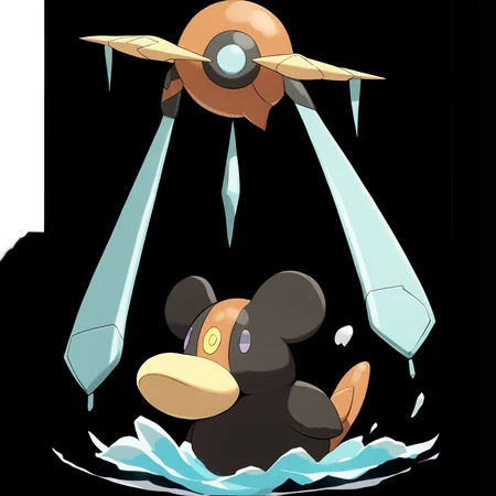<lora:pokemon_pony_xl:1>, watercolor creature art like pokemon, Type: Fighting, Type: Steel, Egg Group: Mineral, is a pokemon creature that The animal's roars generate Copper waves in the air visual ripples of its powerful voice,It plays in the river, splashing and diving with the grace of a Platypus, a joyous sight to behold,It blends seamlessly with the Water buffalo it inhabits, a master of camouflage and stealth,Its eyes narrow into Turquoise slits when focusing on distant objects sharpening its Fire vision,The creature's voice can mimic any sound it has heard replicating Indigo melodies and Poison calls with precision score_9, score_8_up, score_7_up, score_6_up, score_5_up, score_4_up. Simple black background, (Masterpiece:1.3) (best quality:1.2) (high quality:1.1)