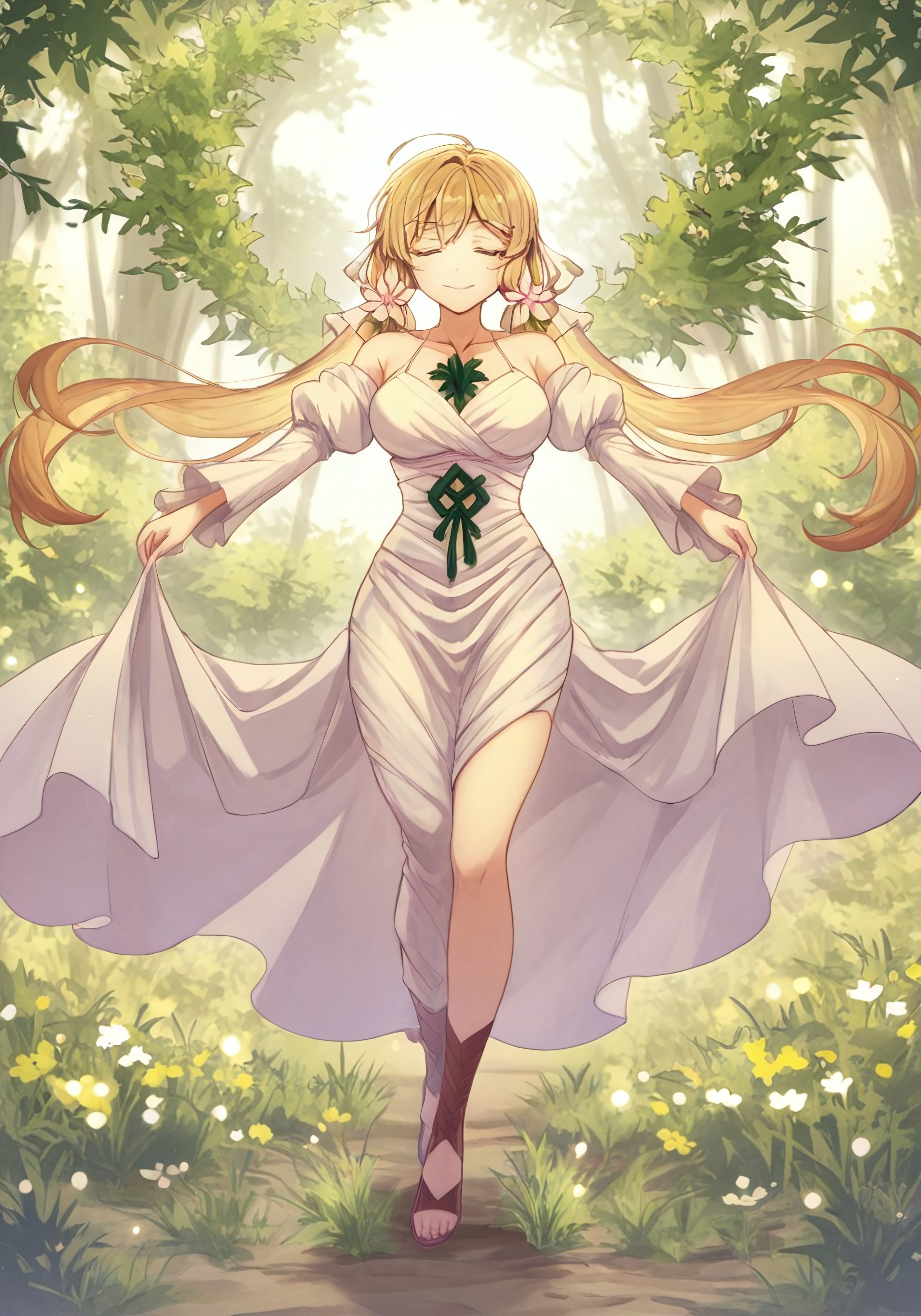 Stable_Yogis_Illustrious_Positives, ym1r_f1re_3mbl3m, blonde hair, full body