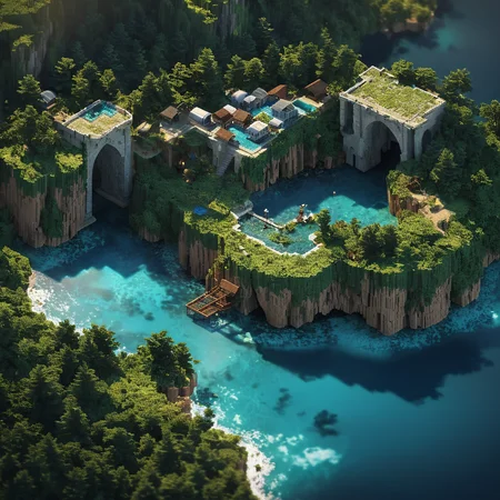 breathtaking cinematic photo isometric style isle, tilemapstyle, voxell, scenery, realistic,<lora:TileMapStyle_v1:0.85> . vibrant, beautiful, crisp, detailed, ultra detailed, intricate . 35mm photograph, film, bokeh, professional, 4k, highly detailed . award-winning, professional, highly detailed