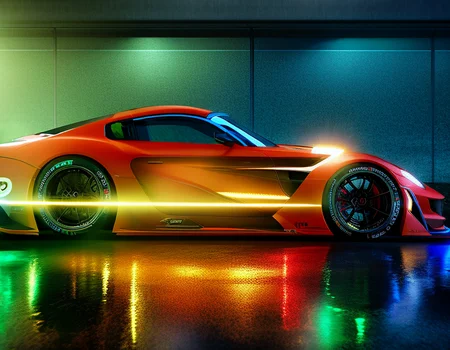 Tuned jdm car, underglow, on parkinglot, heavy raining, rain, wet windows, raining, underbody lighting,underground glow, underglow, driving on racetrack, car, ((photorealistic)), detailed shadows, detailed shade, detailed reflections, high res, hd wallpaper, 4k, 8k, best quality,open air, round wheels, perfect rims, perfect wheels, carhelper, actionhelper,