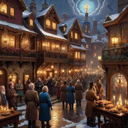 (((4k uhd))), (((high dynamic range:1.8))), ultra detailed, real photographic  nikon z7,  rich color,  hanukkah, rockwell masterpiece, highly detailed environment, (((highly detailed objects:1.4))), disco elysium OverallDetail (Thomas Kinkade Style)