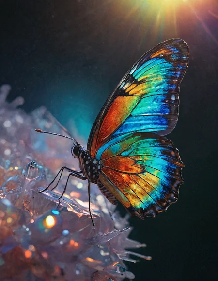 extreme closeup macro shot The butterfly emerges from its shimmering cocoon. Dreamy wings unfold like a work of art. Iridescent colors glimmer in the sunlight. Gentle motion blur. 8K quality. <lora:models\XL\- SDXL - otclillsn_impossible_geo_V1.0:0.23>, <lora:models\XL\- SDXL - holo_effect_V1.0:0.2>, <lora:models\XL\- SDXL - vanta-black_contrast_V3.0:0.3>, <lora:models\XL\MJ52_v1.3_Li:0.19>, <lora:models\SDXL\ral-glhtmtl:1> ral-glhtmtl,, rainbow holographic prismatic iridescent multi-colored ornate glossy material, hard plastic, black tar ooze, tubing, surreal, global illumination, volumetric lighting, atmospheric haze, dense fog, sharp focus, selective focus, soft focus, dof, depth of field, specular occlusion ambient lighting, god rays, anaglyphic distortions, rainbow light prism explosions