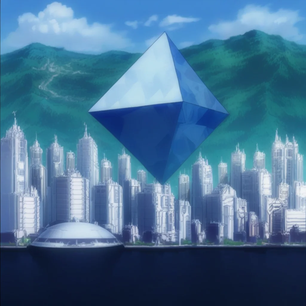 ramiel floating over a city in the daytime