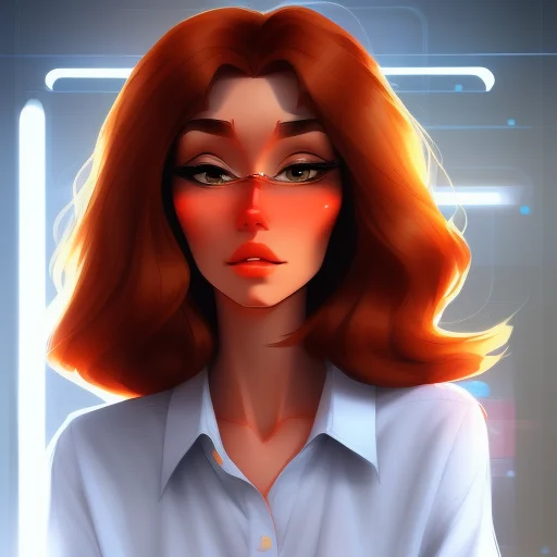 chillwave full body portrait of a substantial, streamlined, Anxious Logisticics woman, Complicated, naughty face, with long auburn hair wearing fedora , digital art, trending on artstation, highly detailed, fine detail, intricate, outrun, vaporware