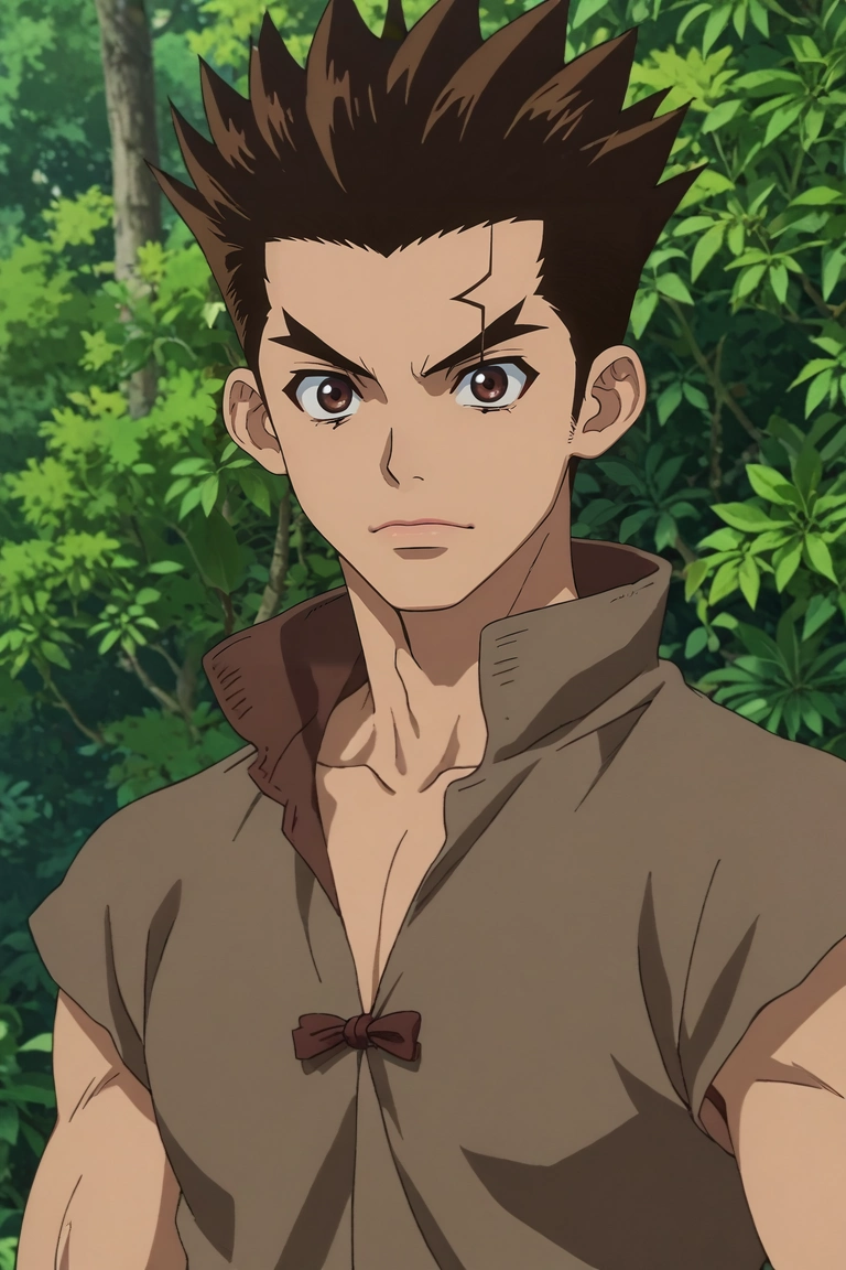 score_9, score_8_up, score_7_up, source_anime, rating_safe, intricate details, anime screencap, , , , , 1boy, solo, male focus, <lora:taiju_ooki_pony:0.8>, taiju_ooki, brown hair, brown eyes, short hair, spiked hair, , , <lora:sdxl_lightning_8step_lora:1>