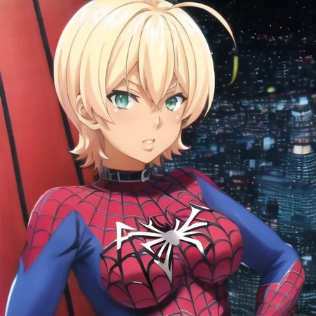 masterpiece, best quality, ultra-detailed, embeddings_gs-14000, three quarter photo,(((spiderman))),((spiderman uniform)), marvel comics, standing proudly, in new york , fully clothed , no cleavage