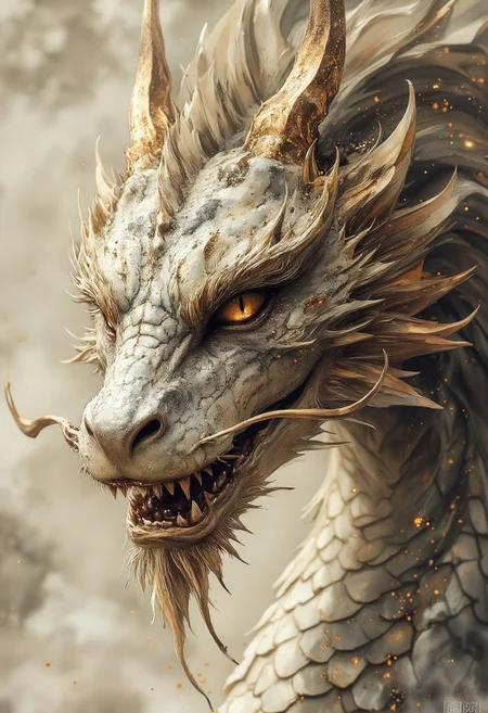Dragon
Futuristic and Vintage stylized
magical, ,bright, , Magical beautiful background fantasy, hyper-detailed hypermaximalist dynamic style
Scales texture style, realism, detailed,
Dramatic lighting
Cinematic
Epic composition
Magical background
ArsMJStyle, Zen Ink Wash Sumi-e
bo-golden
White background
, asian architecture