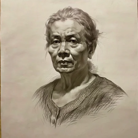 an old women ,upper body,
sketch for art examination,<lora:sketch_for_art_examination:1>,