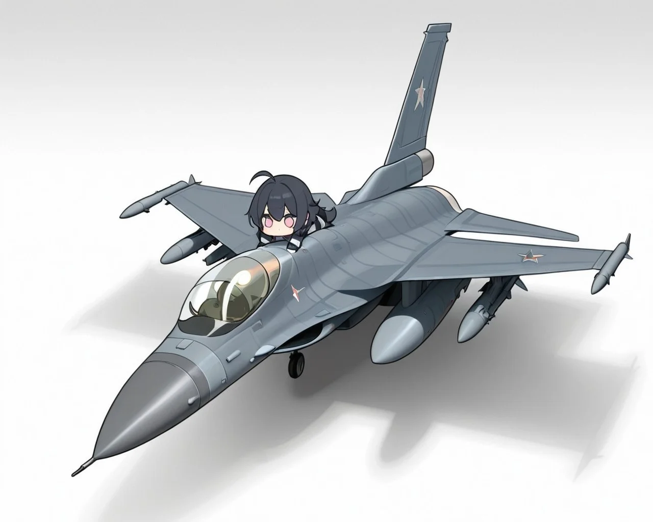 <lora:F-16_Illustrious:1>, ( f-16:1.1),chibi,sitting masterpiece, best quality, amazing quality