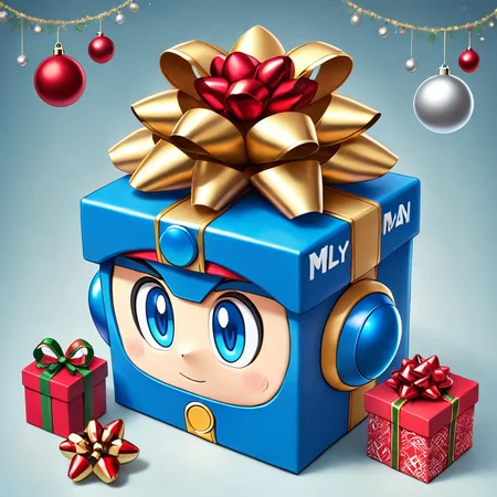 hol1d@yb0x megaman <lora:HolidayBox:1> , festive, jolly, best quality, gift boxâââ