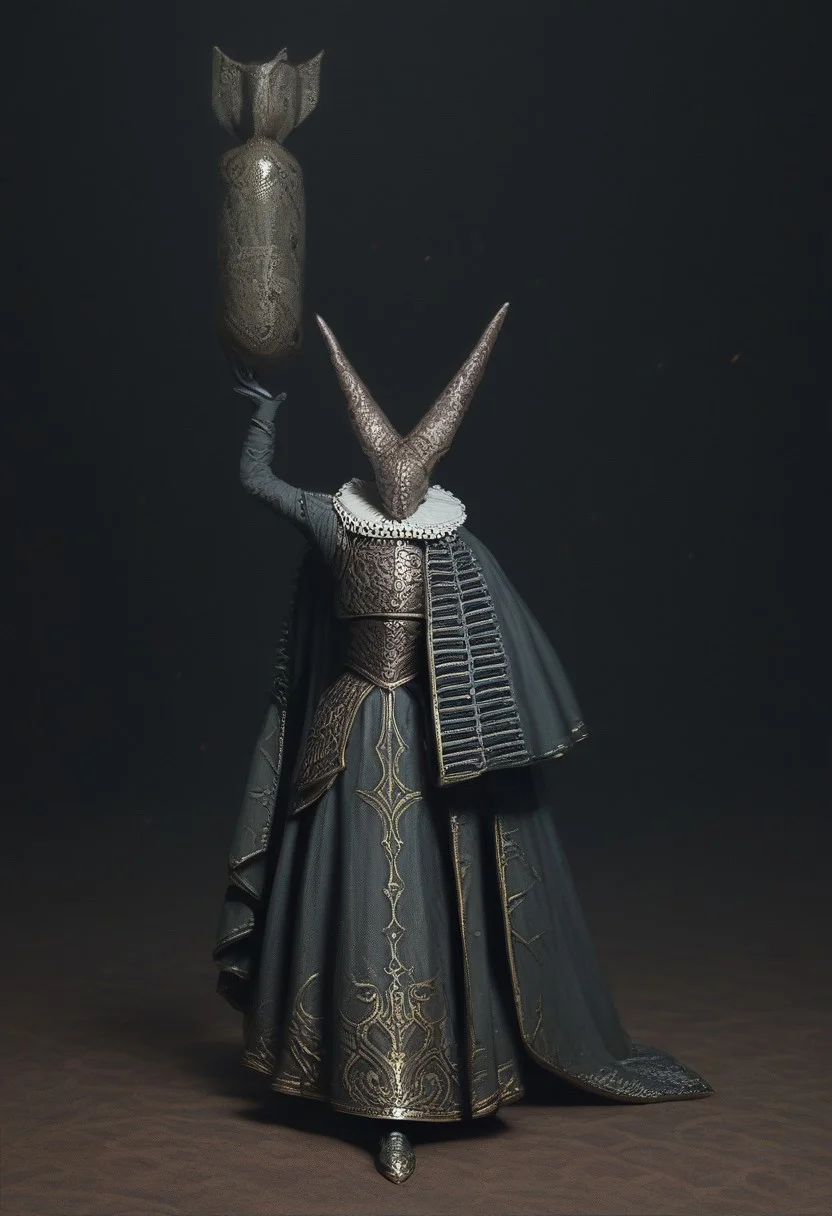 score_9, score_8_up, score_7_up, score_6_up, intricate detailed, 
Albrecht
artillerywitch, helmet, neck ruff, cape, armour, 1girl, solo, one arm up, bomb shell, full body, dark background, 
Victorian,