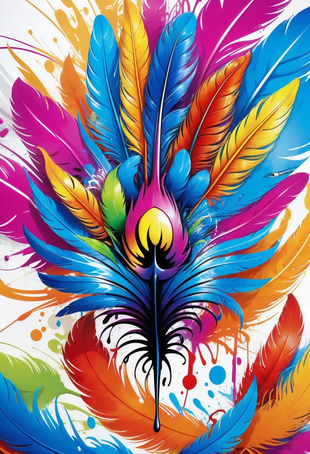 Jed-Gr4ff1t1, masterpiece, full of details, positive emotional, wallpaper enginge, <lora:GraffitiStyle-000003:0.7>, anime comics art of a Feather Star, Selective focus, dramatic, studio anime, emotive, colorful, fine polished, professional creative, pure, cinematic light, great composition, contemporary, deep aesthetic