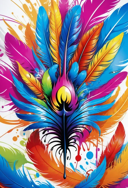 Jed-Gr4ff1t1, masterpiece, full of details, positive emotional, wallpaper enginge, <lora:GraffitiStyle-000003:0.7>, anime comics art of a Feather Star, Selective focus, dramatic, studio anime, emotive, colorful, fine polished, professional creative, pure, cinematic light, great composition, contemporary, deep aesthetic
