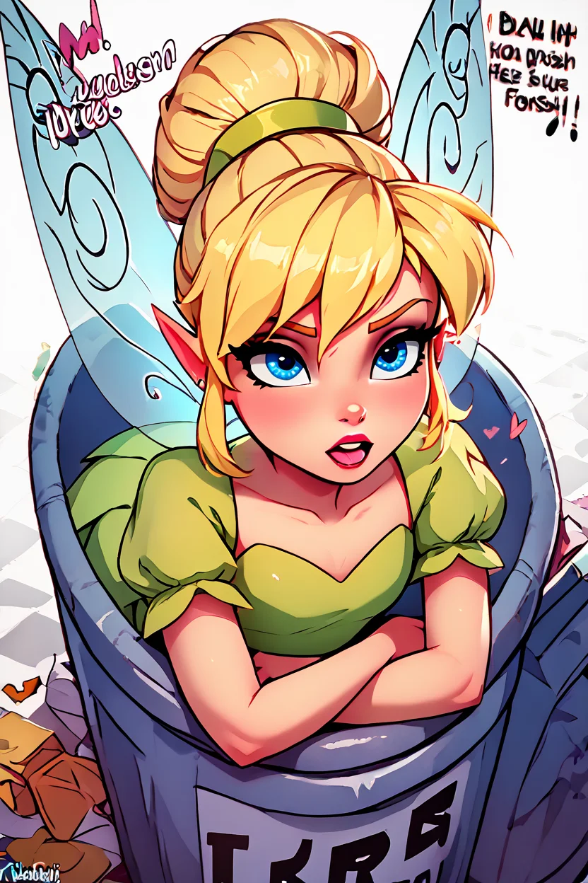 score_9, score_8_up, score_8, BREAK, <lora:Trash_Waifu_PDXL:1.0>, zzTrashWaifu, in trash can, TinkerWaifu, fairy wings, blonde hair, blue eyes, green dress, sexy, hair bun,, <lora:tinkerbellPonyXL_character:0.8>, (text focus, the word trash:1), BREAK, embedding:zPDXL, Expressiveh, <lora:CatalystStylePDXL:0.6>, <lora:SDXLFaeTastic2400:0.5>, <lora:Expressive_H-000001:0.4>,