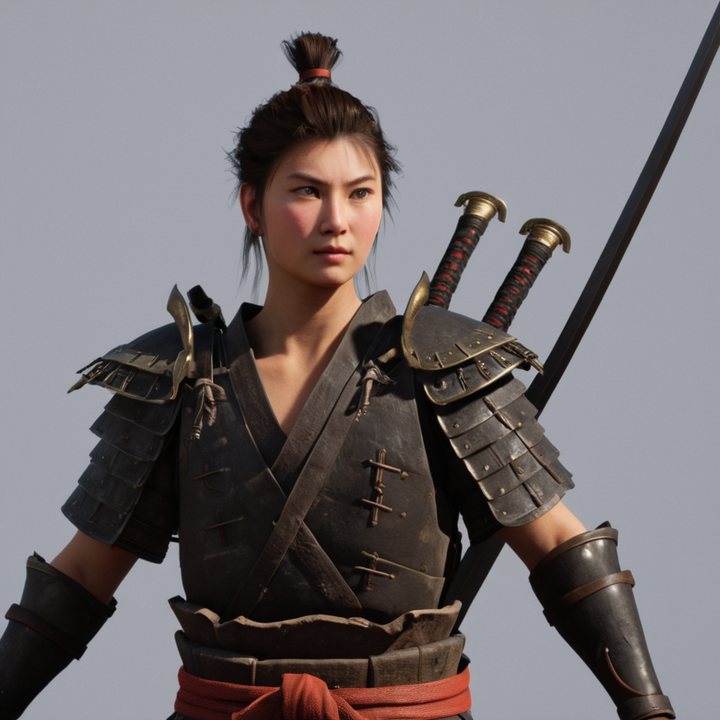 cinematic film still of  <lora:Unreal Engine style:1>
An Unreal Engine image of a man in a samurai costume holding two swords,solo,1boy,standing,weapon,male focus,outdoors,horns,holding weapon,armor,blurry,helmet,shoulder armor,bow (weapon),arrow (projectile),japanese armor,fake horns,torii,quiver,samurai,horned helmet,kabuto (helmet) , realistic, realism, photorealism, hyperrealism, hyperrealistic, realistic, sharp, detailed, cinematography style, film light style, movie still,  professional photography, artistic, perfection, contrast, cinematic, filmic, high quality photo,  8k quality, colorful, photography style, 3D computer graphics, Blender, 3ds Max, Maya, Cinema 4D, ZBrush, AutoCAD, LightWave 3D, Adobe Dimension, virtual reality, 3d, different people, different characters, different models, detailed eyes, detailed nose, detailed ears, detailed environment, detailed body, detailed face, detailed nipples, detailed breasts, detailed feet, detailed hands, perfect, perfection, epic, awesome, Interactive, Cybernetics, different lighting, light, Video games, Film and television, Unreal, real-time 3D,  Epic Games style, Unreal Engine style, shallow depth of field, vignette, highly detailed, high budget, bokeh, cinemascope, moody, epic, gorgeous, film grain, grainy