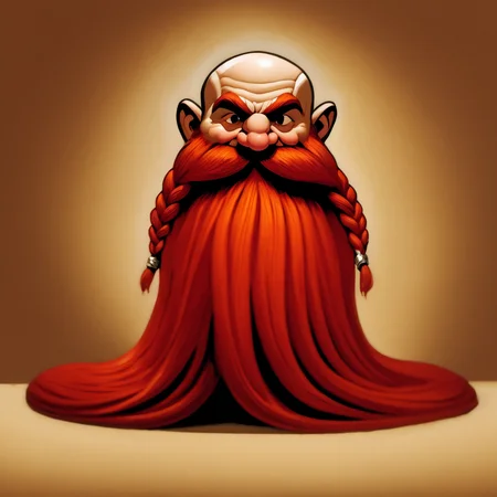 illustrated cartoon, painting, ultra detailed, masterpiece, Harry_Dwarf, dwarf-like, flowing long red beard, braided moustache,bald, silver bangles, <lora:Harry_Dwarf_SD1.5:1>