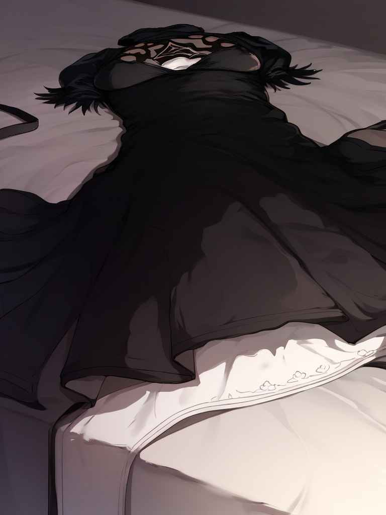 score_9,score_8_up,score_7_up,source_anime,<lora:clothes_removed:1>,clothes removed,no human,2b \(nier:automata\),black dress