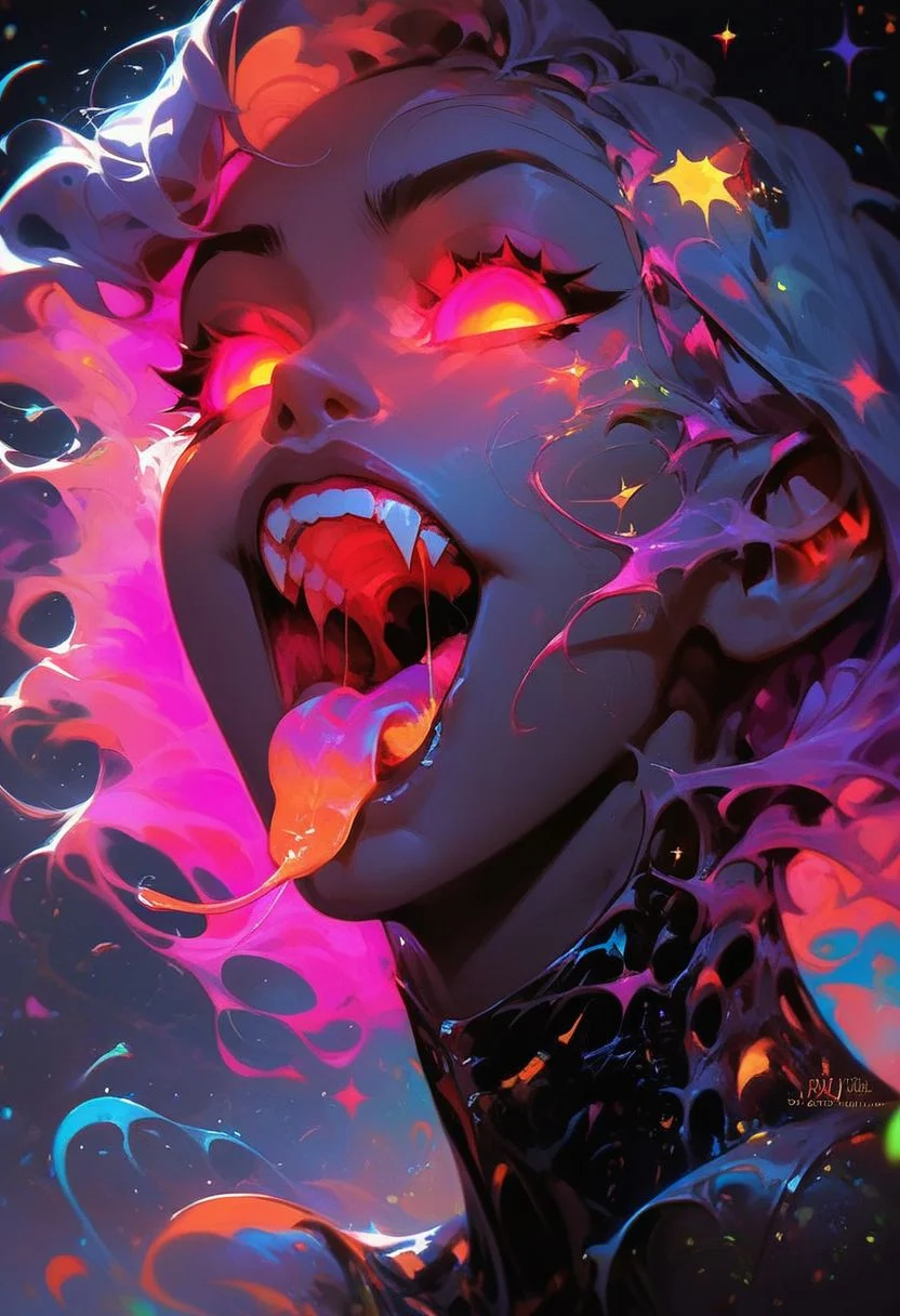 score_9, score_8_up, score_8_up, 1girl, exposed, lewd, open mouth, tongue out, saliva, colorful, vivid colors, detailed, portrait, glowing eyes