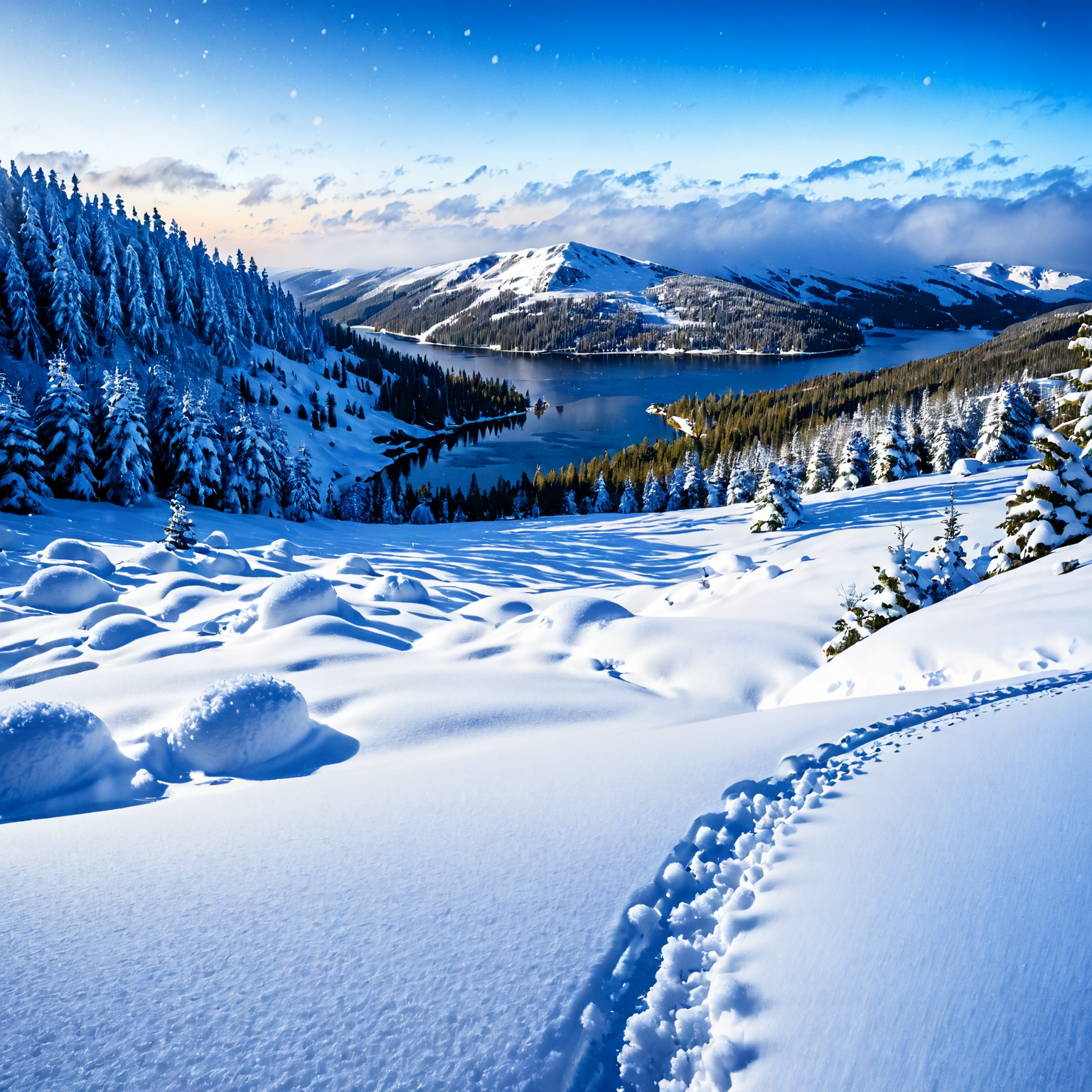 snow, snowing, lake, forest, scenery, no humans, no buildings, wilderness, landscape, <lora:Snowbound-SDXL:1>, snowbound, BREAK score_9, score_8_up, score_7_up, best quality, masterpiece, 4k, prefect lighting, very aesthetic, zPDXL2