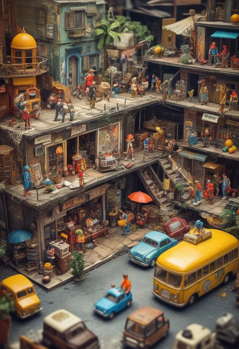 Tilt-shift photo of Grunge style surreal collage compositions of cartoon characters, combining elements from different cartoons to create unexpected and imaginative scenes that challenge reality,
<lora:add-detail-xl:1> misc, <lora:detailed_notrigger:0.5> <lora:xl_more_art-full_v1:0.25>
<lora:Isometric Cutaway:1> isometric cutaway, . Textured, distressed, vintage, edgy, punk rock vibe, dirty, noisy . Selective focus, miniature effect, blurred background, highly detailed, vibrant, perspective control