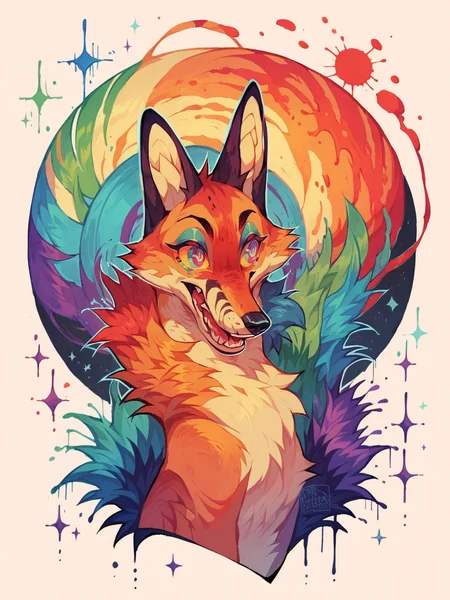 score_9, score_8_up, score_7_up, score_6_up,  <lora:br1ghtXLP:1> br1ght, fox, trippy, rainbow