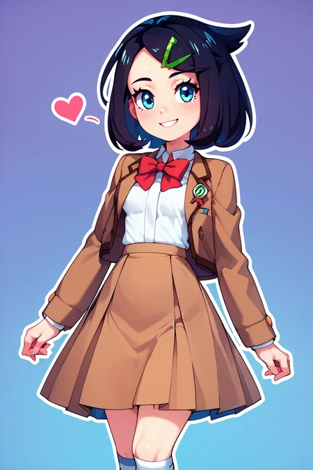 score_9, score_8_up, score_8, medium breasts, (curvy), cute, eyelashes, BREAK, , Liko, hairclip, school uniform, collared shirt, white shirt, red bow, brown jacket, brown skirt, white socks, brown footwear <lora:Liko-Idkanymore50:0.8>, , BREAK, smile, looking at viewer, abstract background, white outline, cowboy shot, embedding:zPDXL, Expressiveh, <lora:CatalystStylePDXL:0.6>, <lora:SDXLFaeTastic2400:0.5>, <lora:Expressive_H-000001:0.4>,