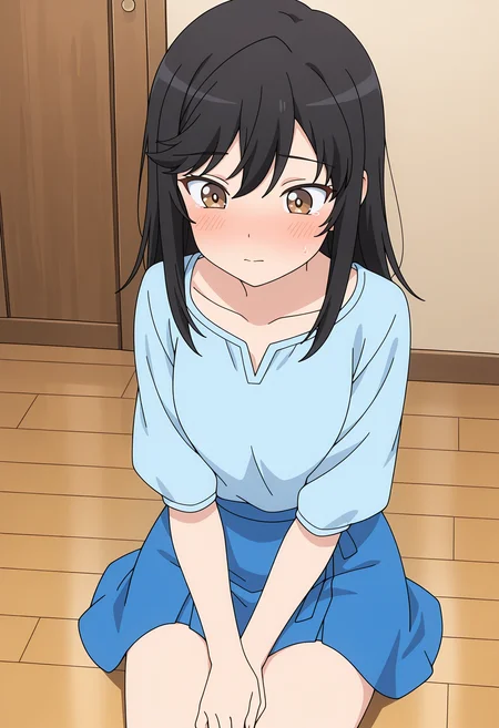 masterpiece, best quality, high resolution, source_anime, highly detailed illustration, detailed eyes,
very aesthetic, absurdres, newest, amazing quality,
1girl, solo,
<lora:shiIchijouHotaruV1ill:1>, long hair, black hair, brown eyes, blue skirt,
