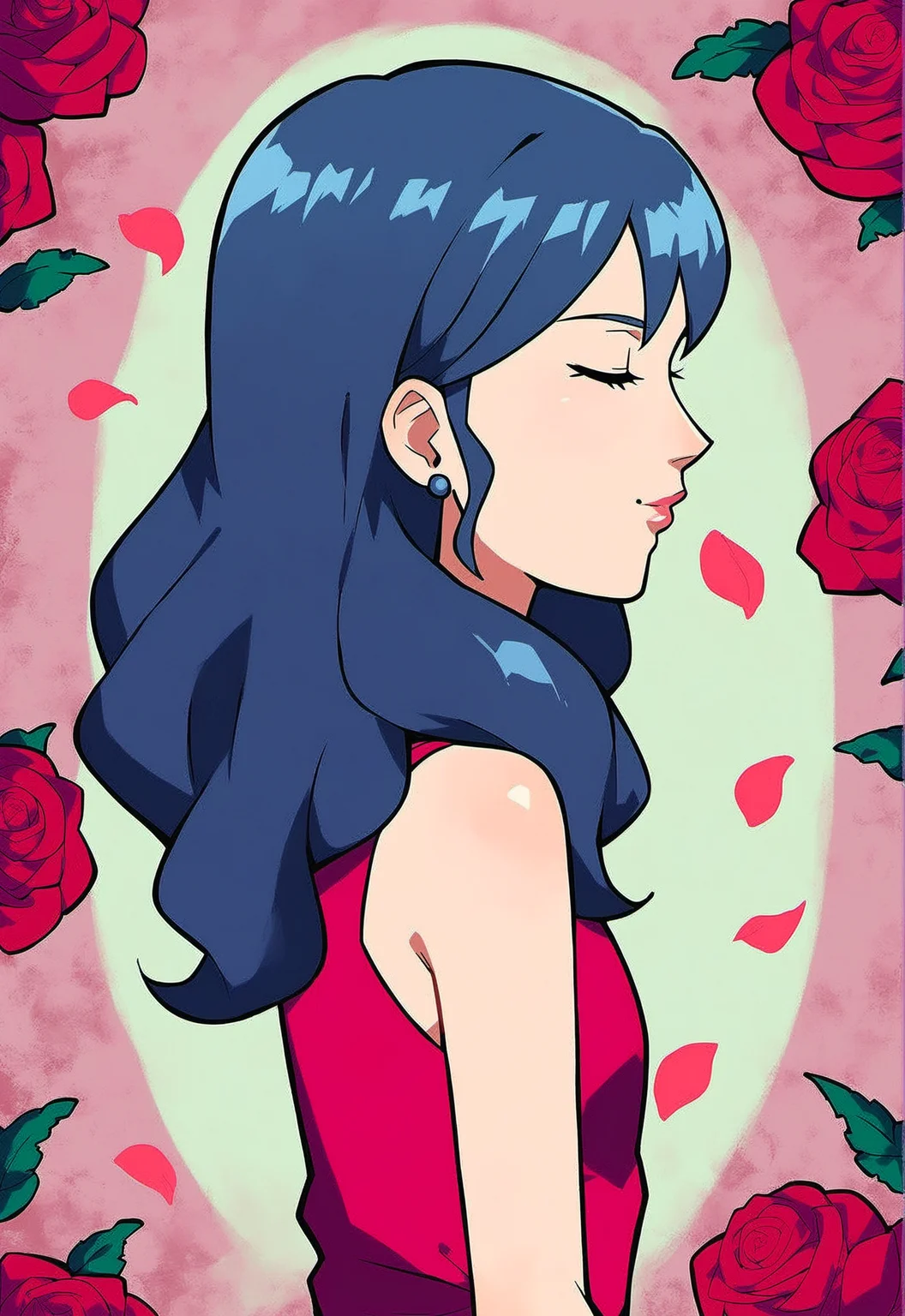 score_9, score_8_up, score_7_up, score_6_up,
BREAK
menori visconti, 1girl, closed eyes, blue hair, long hair, bangs, small breast, profile, facing to the side, elegant, from side, portrait
BREAK
red sleeveless dress,
BREAK
rose background, rose petals, abstract background <lora:RG_Menori_Visconti:1>