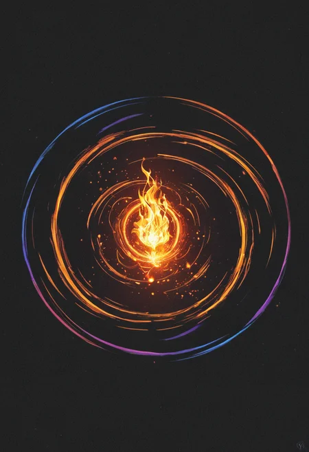 concept art <lora:R0k00bstr0ctHD:1>,r0k00bstr0cthd,r0k00bl0ckb0ckgr00ndhd,(shiny, fire, multicolored, black background, glowing, magic circle, aura), . digital artwork, illustrative, painterly, matte painting, highly detailed