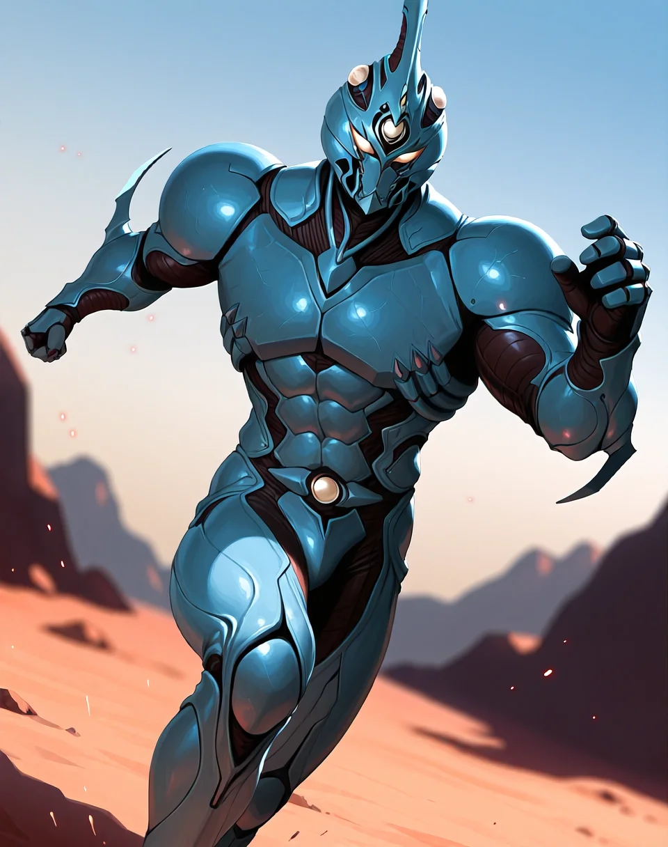 perfect depth of field shot, masterpiece, beautiful, sharp focus, crisp details,
<lora:Guyver_(Guyver)_(Illustrious)_(AD):1> Guyver, bioboosted armor,
exterior, science fiction, high science fiction, action anime style background,
dynamic action, dynamic perspective, dutch angle, bent knee, cowboy shot,
male focus, perfect proportions, abs, impressive physique, gradient style anime coloring, strong, handsome facial features, imposing presence, ((colored body, fighting scene, solo, ):1.5), hyper muscular,
EZRealPONYXL, zPDXL, Smooth Quality, lazynsfw,