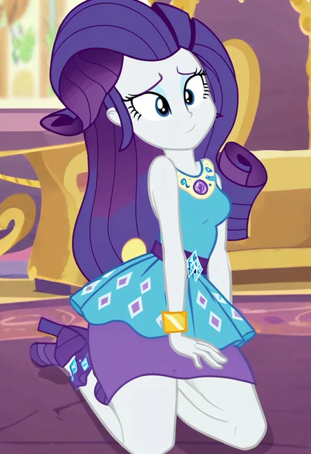 masterpiece, HD, detailed. high quality, 4K, score_9, score_8_up, score_7_up, score_6_up, score_5_up, score_4_up, thick girl, source_anime, BREAK,rarity, equestria girls, bracelet, clothing, dress, woman, shielding geode, high heels, jewelry, legs, rarity peplum dress, shoes, skirt, solo, vector, One person, 1 girl, alone, Posing, seductive and flirtatious look, source_cartoon, source_cartoon, Score_9, Score_8_up, Score_7_up, Volumetric lighting,
