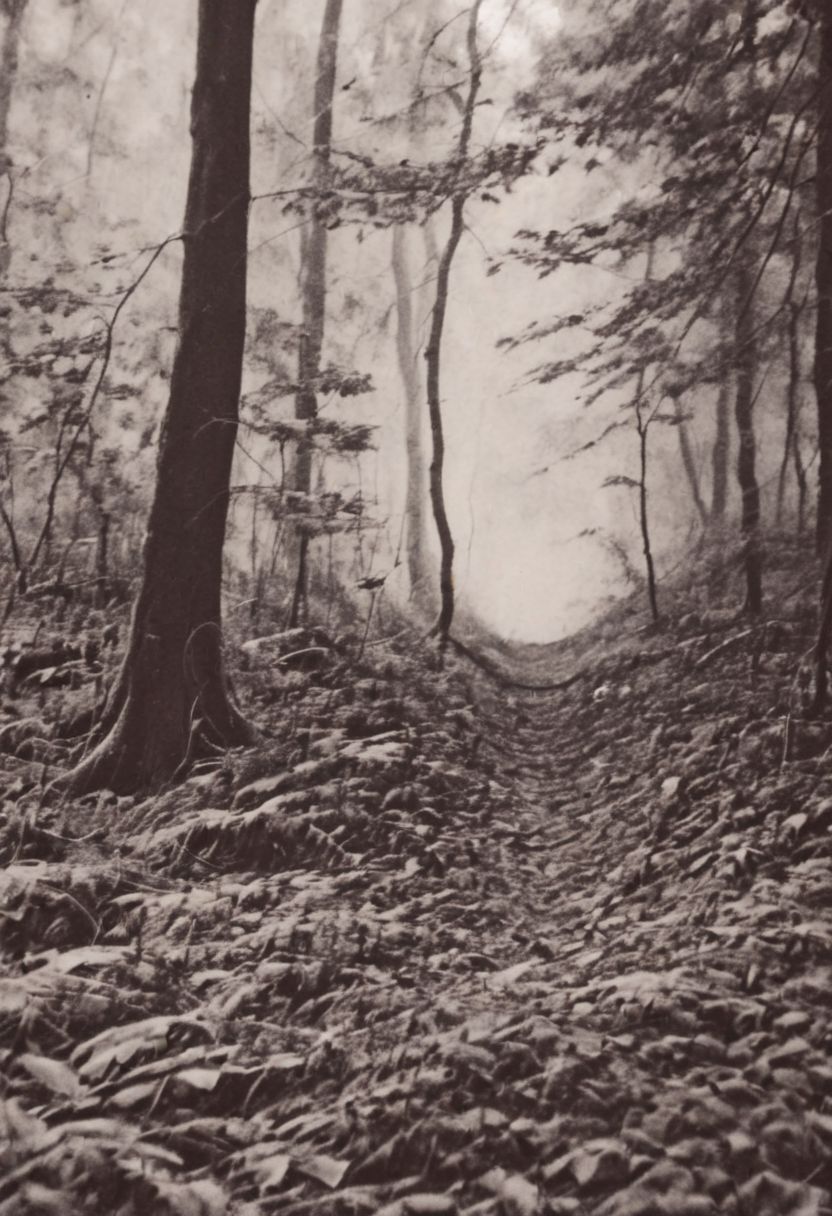 AgfaBroviraSpeedBS310RC2, instagram photo, a foggy forrest, hard shadows, film grain