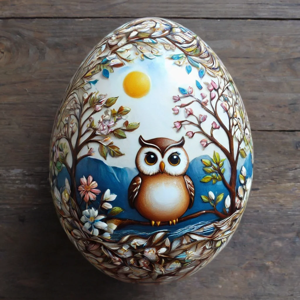egg art, masterpiece, best quality, owl , egg-art <lora:egg-art-000006:1>