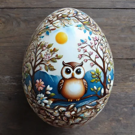egg art, masterpiece, best quality, owl , egg-art <lora:egg-art-000006:1>