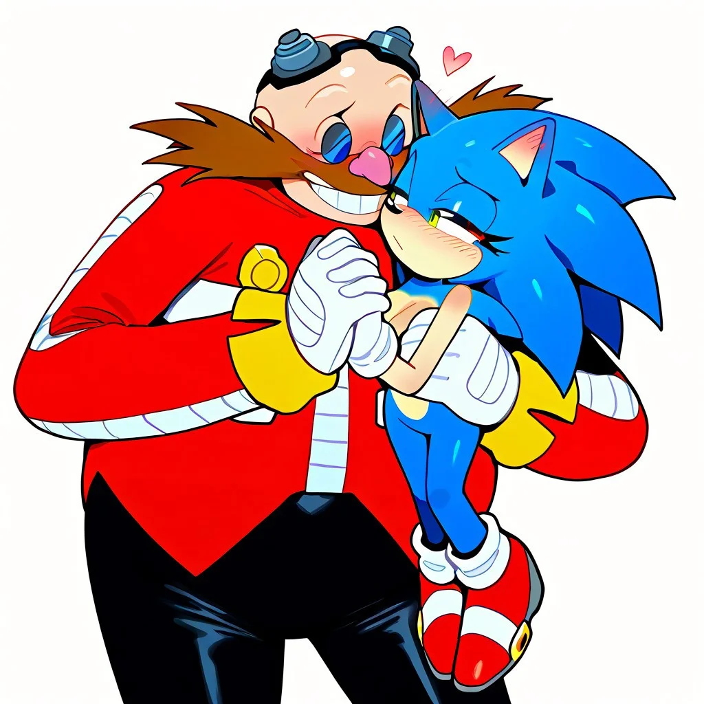 kissing, romantic kissing, soft blush, cute, masterpiece, absurdres, highres, easynegative, expressiveh, ((perfect face, proper anatomy, perfect proportions)), HMOAF, furry and non-furry, 
((duo only)), ((Dr Eggman and femSonic the Hedgehog)), ((size difference)), high resolution, cute, ((perfect face, proper anatomy, perfect proportions)), blushing, ((bald human male and anthro female hedgehog)), 
[((Dr Eggman)), Eggman, 1boy, 1man, gloves, glasses, white gloves, auburn facial hair, round blue glasses, goggles on head, (mustache), bald head, red suit, gold tie, black boots, black pants, tall fat male, smirking,]
((female furry blue hedgehog)), 1woman, 1girl, ((female Sonic)), Sonic_the_Hedgehog, female sonic the hedgehog, blue fur, green eyes, white gloves, red sneakers, ((long thick eyelashes on sonic))