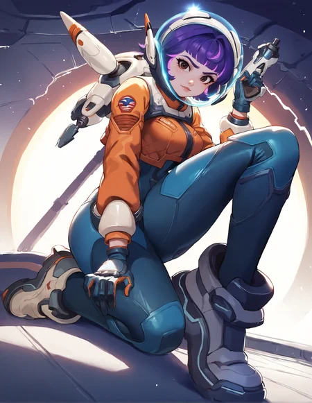 score_9, score_8_up, score_7_up,score_6_up,high resolution,source_anime,jn0,1girl,in space,short hair,purple hair,spacesuit,space helmet,jetpacket,gloves,shoes,volumetric lighting,rim lighting,dof,dramatic shadow,looking at viewer,full body,dynamic pose,looking at viewer,from below,sitting