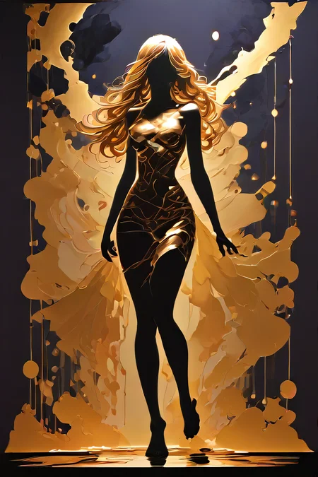 score_9,score_8_up,<lora:Turbo_XL:1>,<lora:Silhouette_with_Gold_Foil-05:1>,silhouette_with_gold_foil,abstract,silhouette of supergirl,full body,cape,long hair,super \(symbol\),