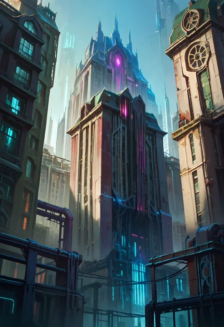 score_9, score_8_up, score_7_up,
<lora:Arcane:1> arc4n3,
scenery, no humans, science fiction, building, glowing, city