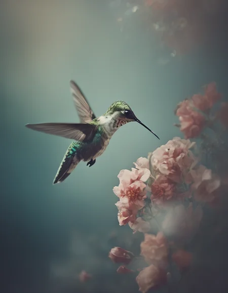 novuschroma74 style hummingbird and flowers <lora:novuschroma74 style:1>
