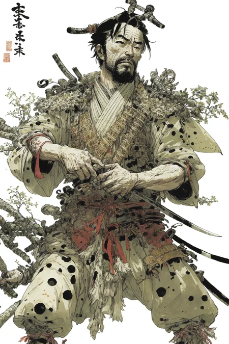 samurai, battle, war, forest, kimjunggi style