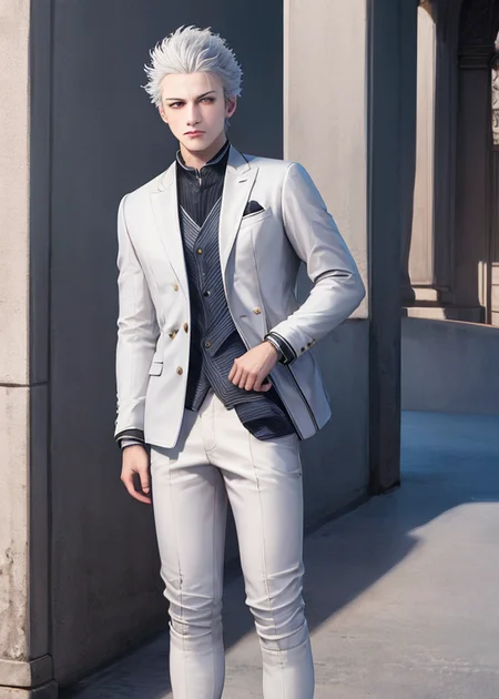 1boy,head, white suit,