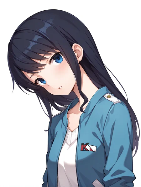 masterpiece,best quality,newest,
1girl,solo,
<lora:k_mutsumi_ilxl_v1.0:1>,k_mutsumi,black hair,long hair,blue eyes,
k_a_s,blue jacket,sweater dress,
<lora:Fixhands_anime_bdsqlsz_V1:1>,simple_background,white_background,upper_body,looking_at_viewer,head_tilt,profile,expressionless,parted lips,light_blush,