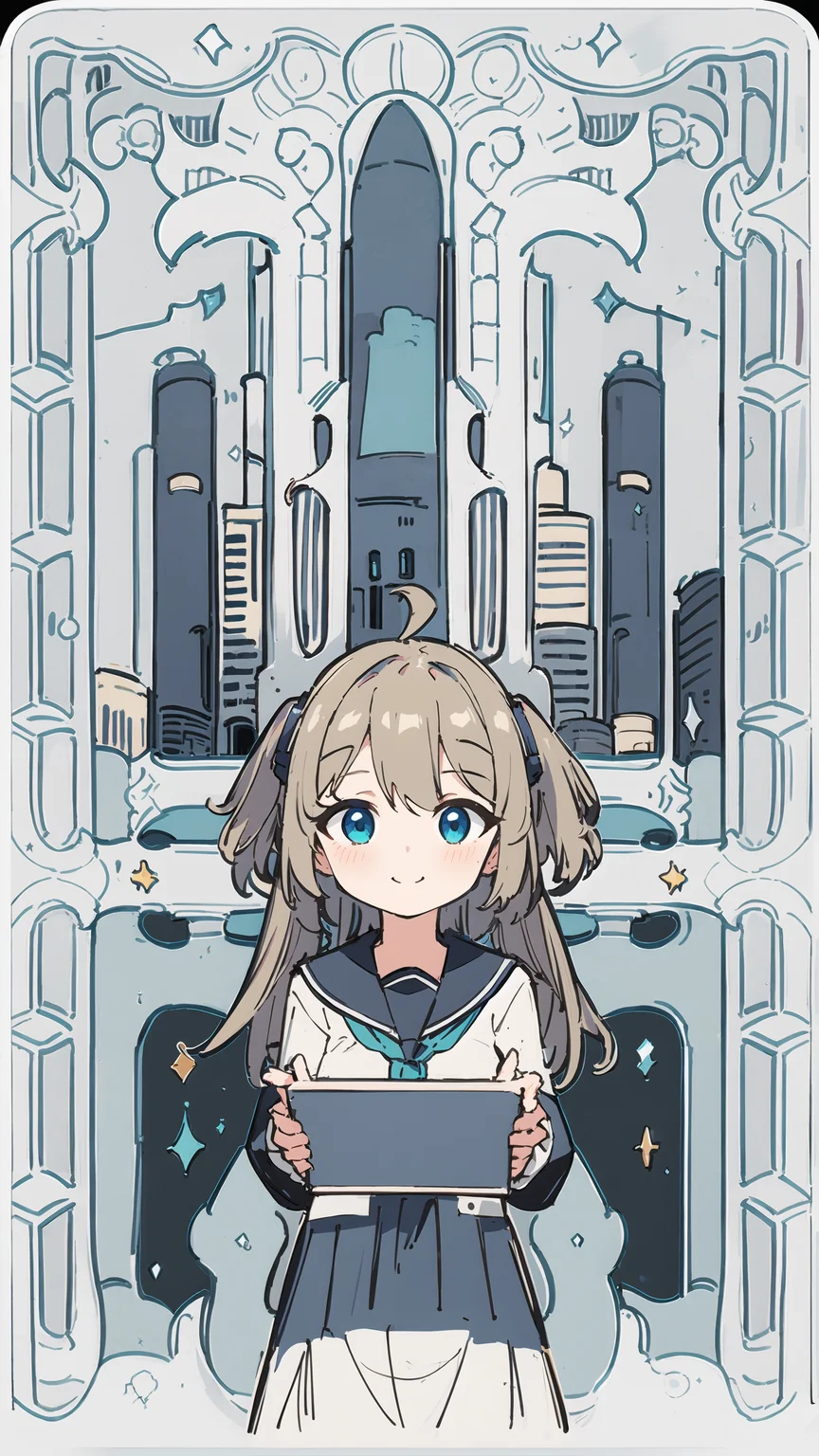masterpiece, best quality, 1girl, solo, <lora:neurosamaV2:0.8>, smile, school uniform, computer, cyberpunk, cityscape, skyscraper, <lora:animetarotV2-000002:0.8>, tarot