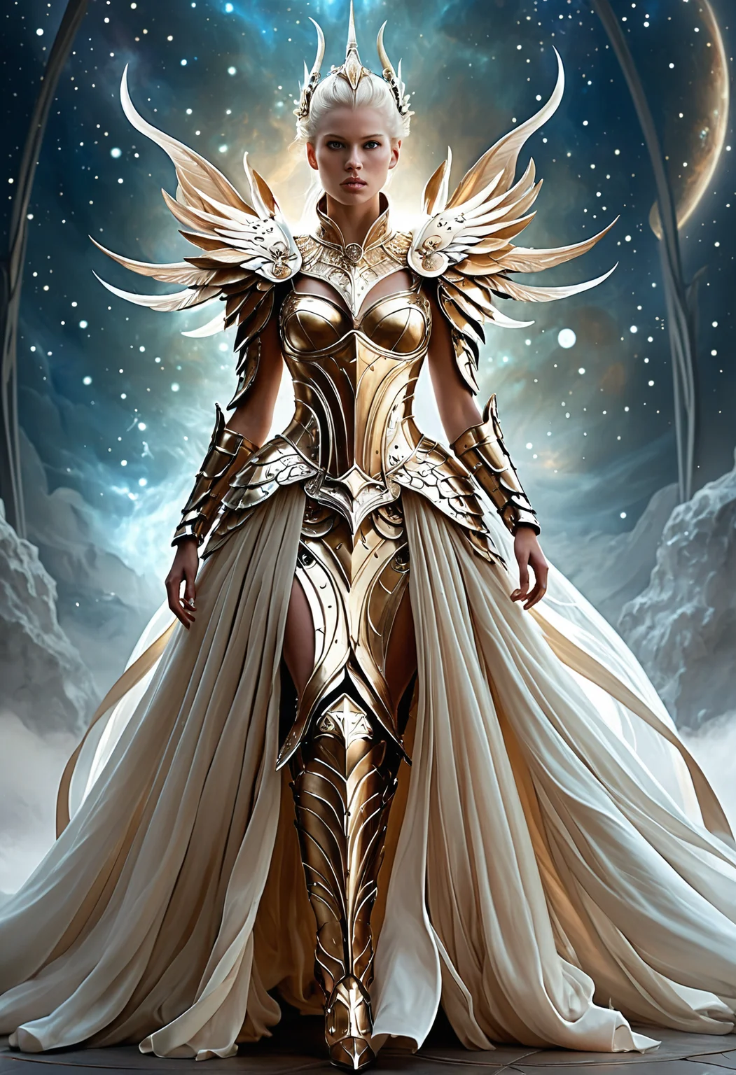 ethereal fantasy concept art of <lora:Alexander McQueen-concept art-000005:1>, alexander mcqueen, concept art, armor dress . magnificent, celestial, ethereal, painterly, epic, majestic, magical, fantasy art, cover art, dreamy