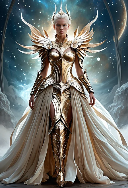 ethereal fantasy concept art of <lora:Alexander McQueen-concept art-000005:1>, alexander mcqueen, concept art, armor dress . magnificent, celestial, ethereal, painterly, epic, majestic, magical, fantasy art, cover art, dreamy