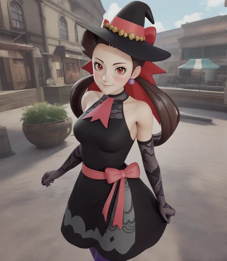 score_9,score_8_up,score_7_up,score_6_up,source anime BREAK, 1girl, solo,
looking at viewer, indoors, tongue out, blush, saliva, smile, portrait,
1girl, roxanne (pokemon), long hair, hair pulled back, twintails, brown hair, eyelashes, red eyes, medium breasts,
(pokemon masters ex:1.1), witch hat, black dress, pînk pantyhose, jewelry, pink ribbon, black gloves, black headwear, off shoulder, bare shoulders, sleeveless dress, elbow gloves, open_dress,
<lora:roxanne_v1_0:1> <lora:X3dCE_V2:0.74> X3dCE, 3d