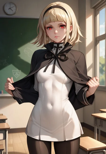score_9_up, score_8_up, score_7_up, extreamly detailed, beautiful detailed face, complex detailed background, completely clothes, BREAK, 
1girl, INTONER ONE \(DRAKENGARD\), student uniform, classroom