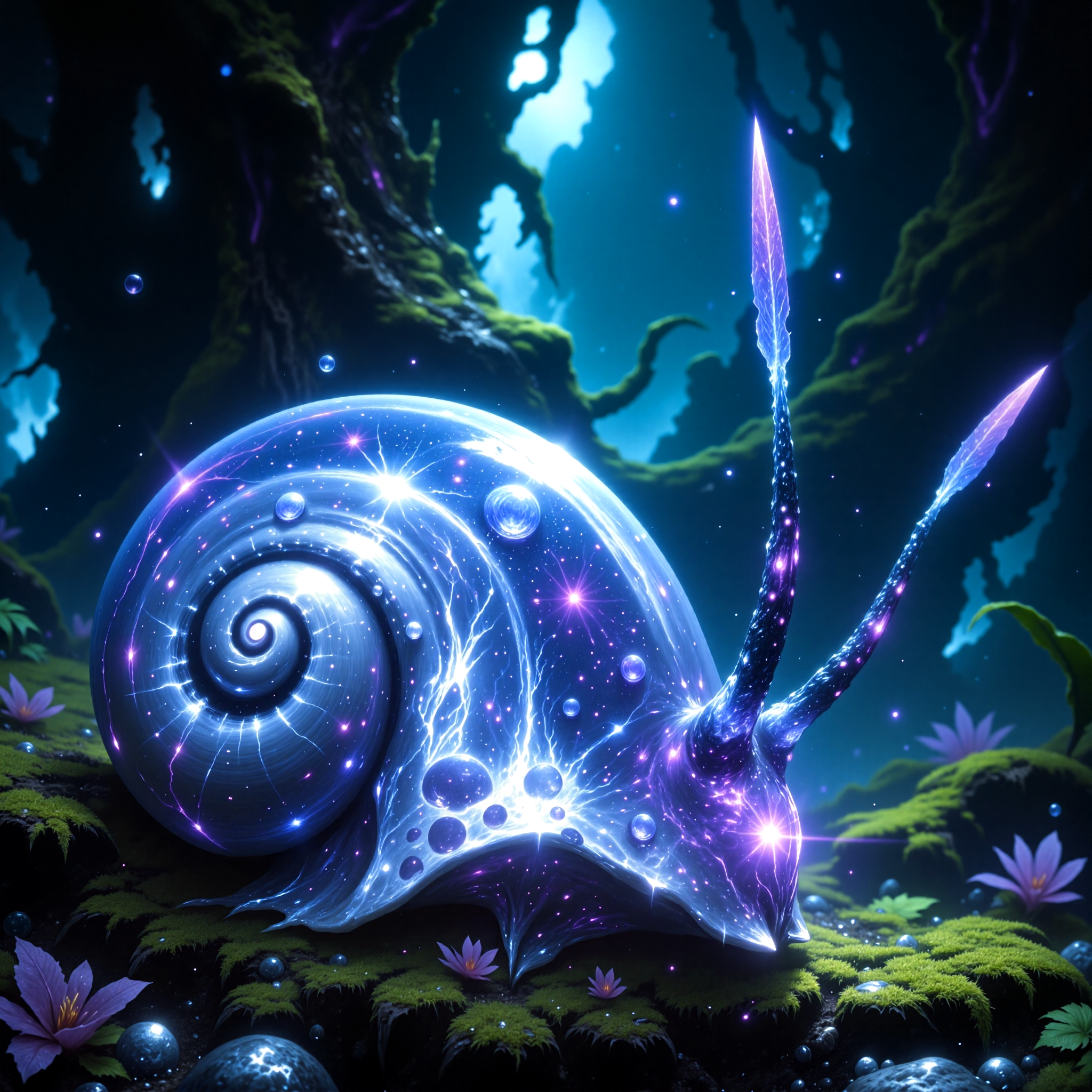 award-winning national geographic photo, short depth of field, hyper realistic, bioluminescence, coiled shell, underwater, deep sea, subsurface scattering, the minuscule "adamantine rainbowsnurl" is a murglethwacked mollusk-like ocean-dwelling creature living in the vast gorliflynx kelp woods on planet "turfhome prime". it effectively uses an ever-growing hard shell as protection from predators. its beautiful semi-transparent body glimmers faintly with iridescent indorgeffles, allowing it to blend seamlessly with the faintly glowing kelp fronds. the creatures use their elongated, gouzing proboscis to extract nutrients from the gorliflynx kelps sap. their biome is a surreal underwater tapestry of flowing bioluminescent kelp strands, undulating in slow, hypnotic rhythms as shimmering bubbles rise from the seafloor fissures, highly detailed, intricate, detailed background, golden ratio, arsmjstyle, dnddarkestfantasy, in the style of ck-ovf, aidmafluxpro1.1, amanoer, 
<lora:style-yoshitaka_amano-elden_ring-flux-by_alicient:0.4> 
<lora:style-dnd_dark_fantasy-flux-by_arsmachina:0.76> 
<lora:style-oneviolentfantasy-ep21-flux-by_chronoknight:0.8> 
<lora:flux_pro1.1_detailer-v0.2-flux-by_aidma:0.4>