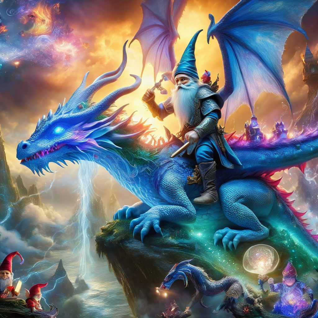 Fujifilm quality photograph (best quality)++, (masterpiece)++, (detailed)+, elf on the shelf fighting a Dragon, (fantasy illustration)1.3, enchanting Dragon battle elf on the shelf, mystical battle, (many gnomes battling)1.4 (whimsical charm).4 Otherworldly charm, mystical sky, (Luis Royo)1.2, (Yoshitaka Amano)1.1, moonlit night, soft colors, (detailed cloudscape)1.3, (high-resolution)1.2 (gnomes  battling everywhere)1.2 , <lora:DonM3t3rn1tyXL-v1.1:0.8> DonM3t3rn1tyXL <lora:DonMD1g174l4sc3nc10nXL:0.8> DonMD1g174l4sc3nc10nXL  <lora:Dragons:0.8> dragon  <lora:EnvyMagicalXL01:0.8> magical <lora:FantasyLandscape:0.8> FanLan
